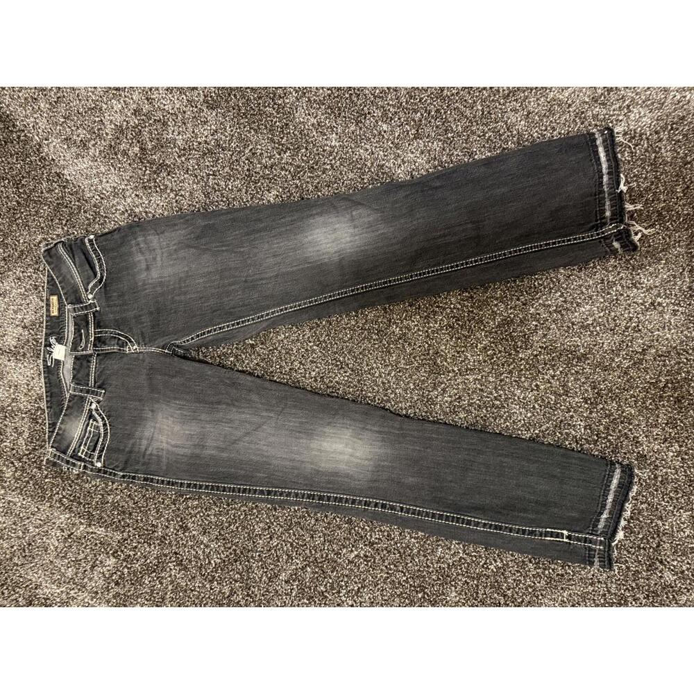 Silver Jeans Women's Black Distressed Denim Jeans with Frayed Hem 30/32